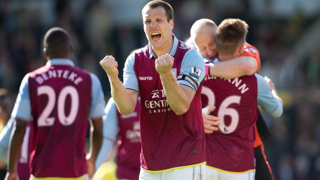 Norwich 1-2 Villa pictures: Vlaar/Lambert/Guzan celebrate