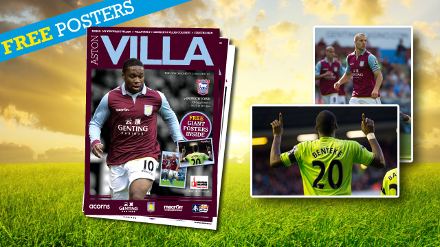 Villa v Ipswich match programme: Benteke poster in Cup edition