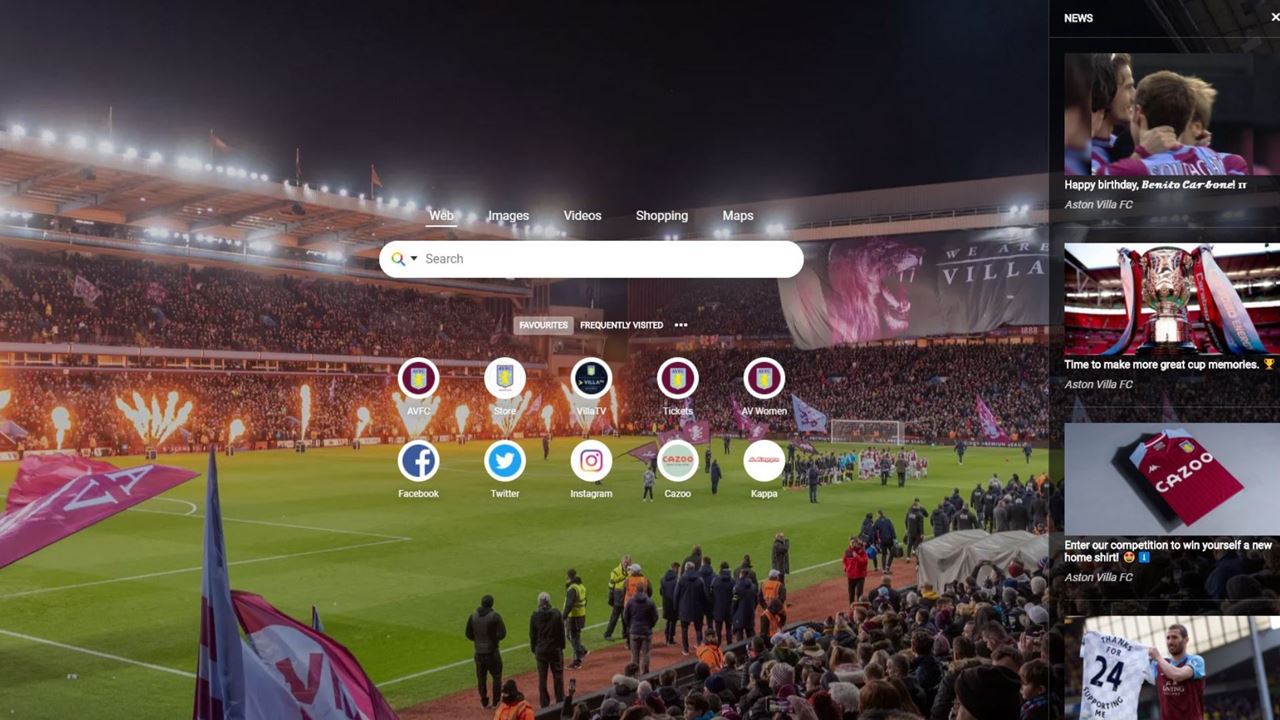 Aston Villa launch new Google homepage for fans 🖥️ 