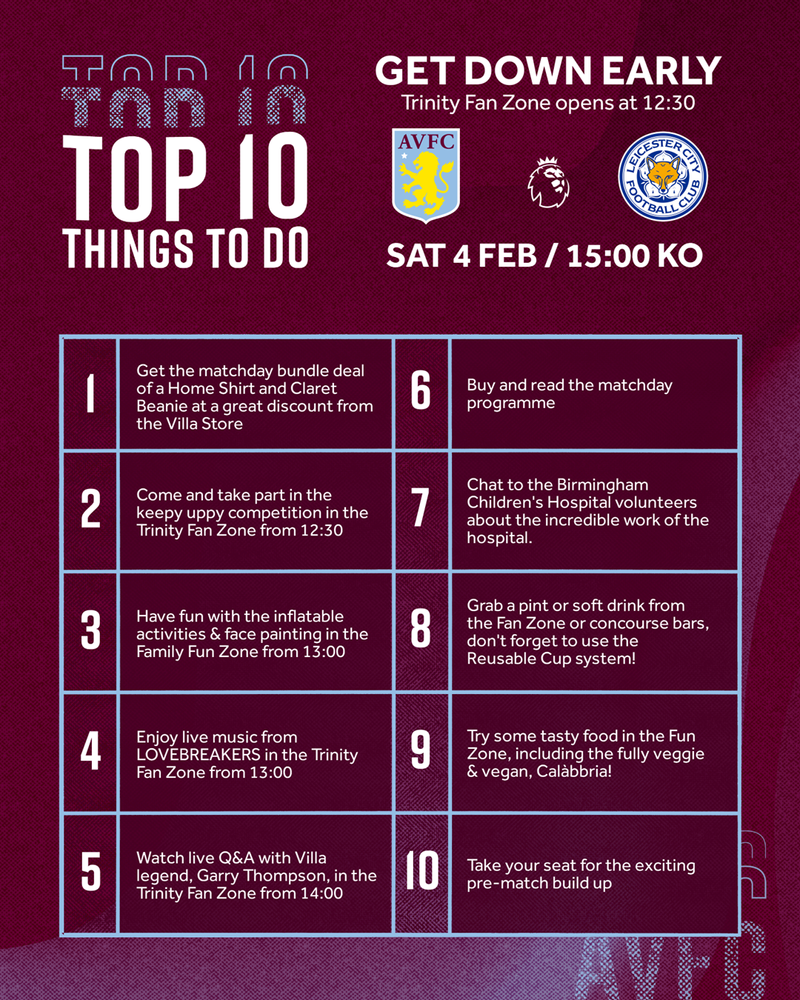 22_23 Fan Zone - Top 10 - Leicester.png Top Ten Things To Do at Leicester.