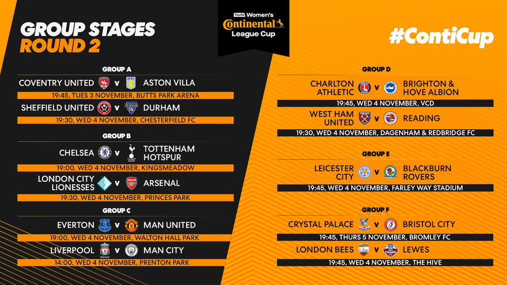 Conti Cup fixtures announced