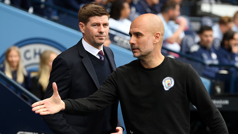 MR2.jpg Steven Gerrard and Pep Guardiola prepare for the 90 minutes ahead.