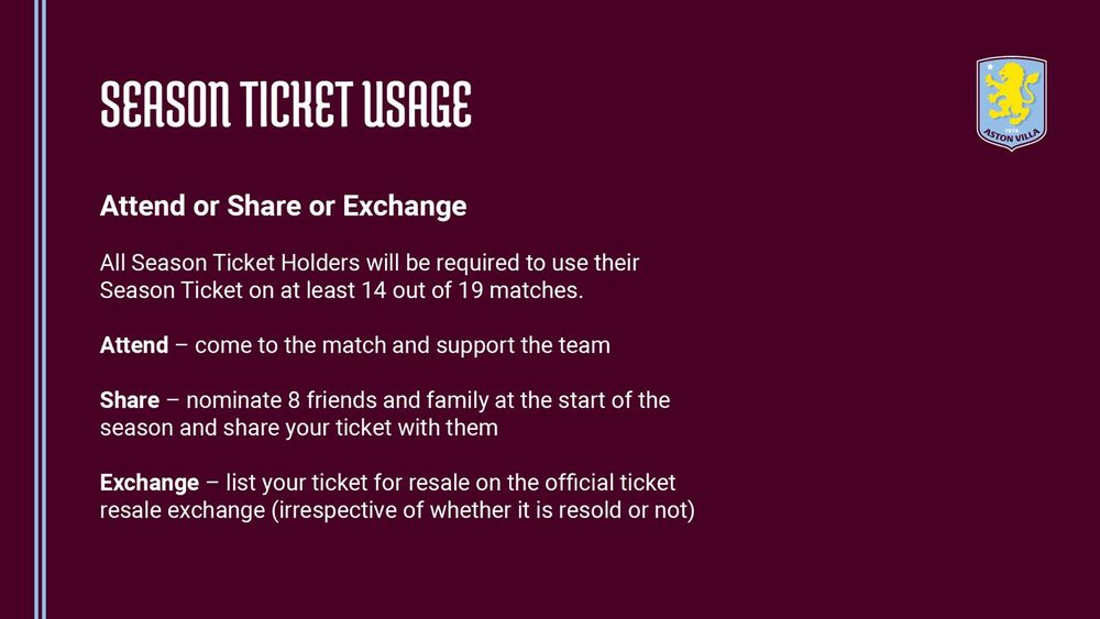 2025/26 Season Ticket Pricing.