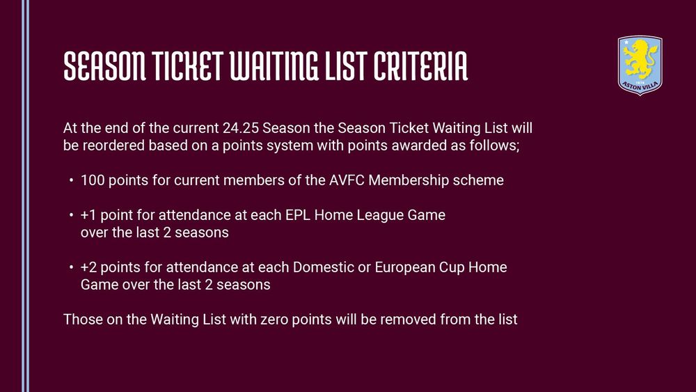 2025/26 Season Ticket Pricing.