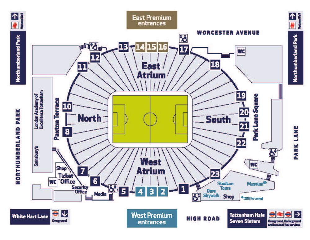 Tottenham Hotspur Stadium map.