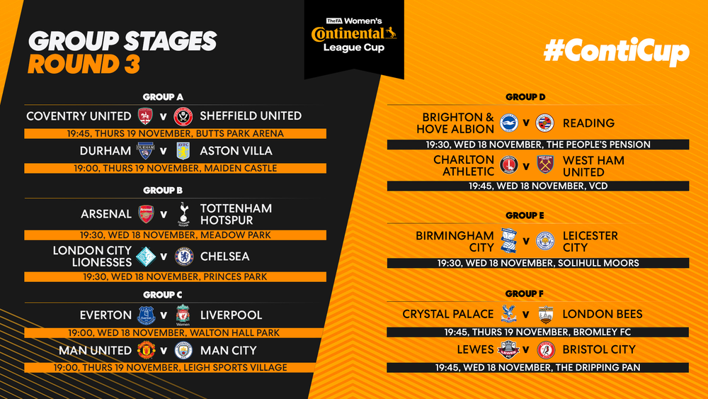 Conti Cup fixtures announced