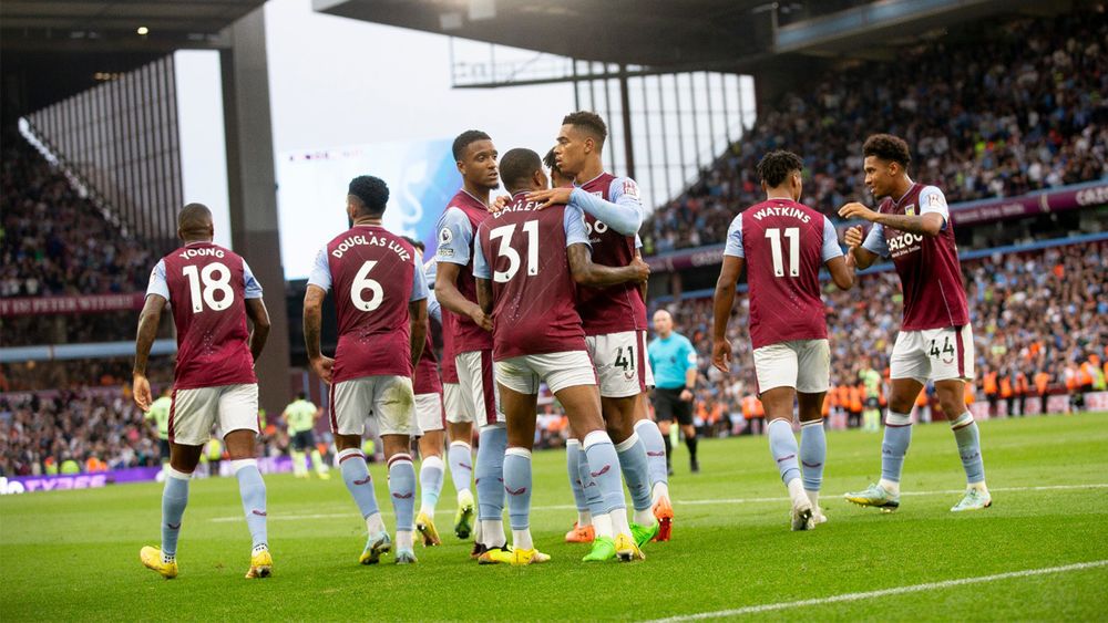 Aston Villa versus Manchester City in the Premier League. 