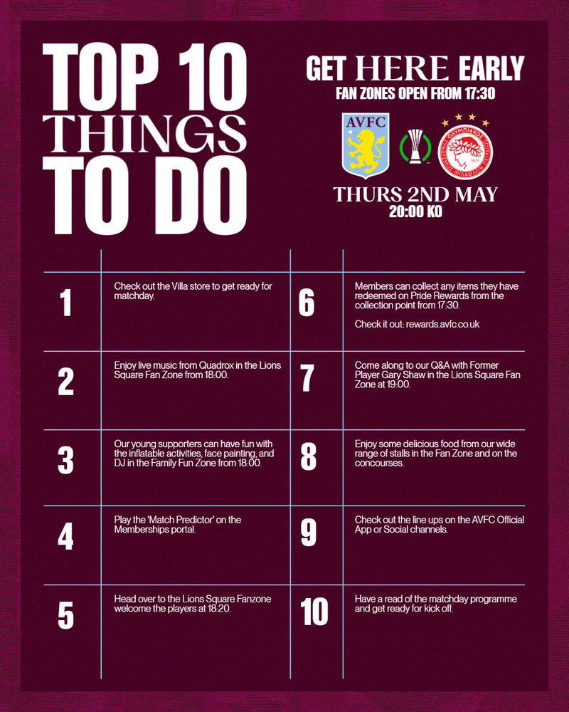 Aston Villa v Olympiacos Aston Villa v Olympiacos