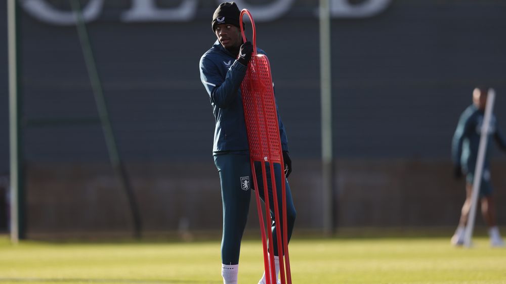 Aston Villa in training ahead of Saturday's game against Leicester City. 
