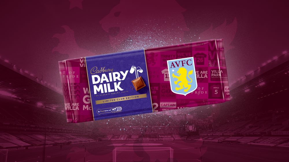 Cadbury Dairy Milk Aston Villa bar Cadbury Dairy Milk Aston Villa bar