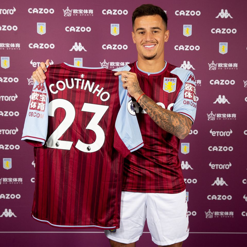 Personalise your shirt with Coutinho 23 Aston Villa